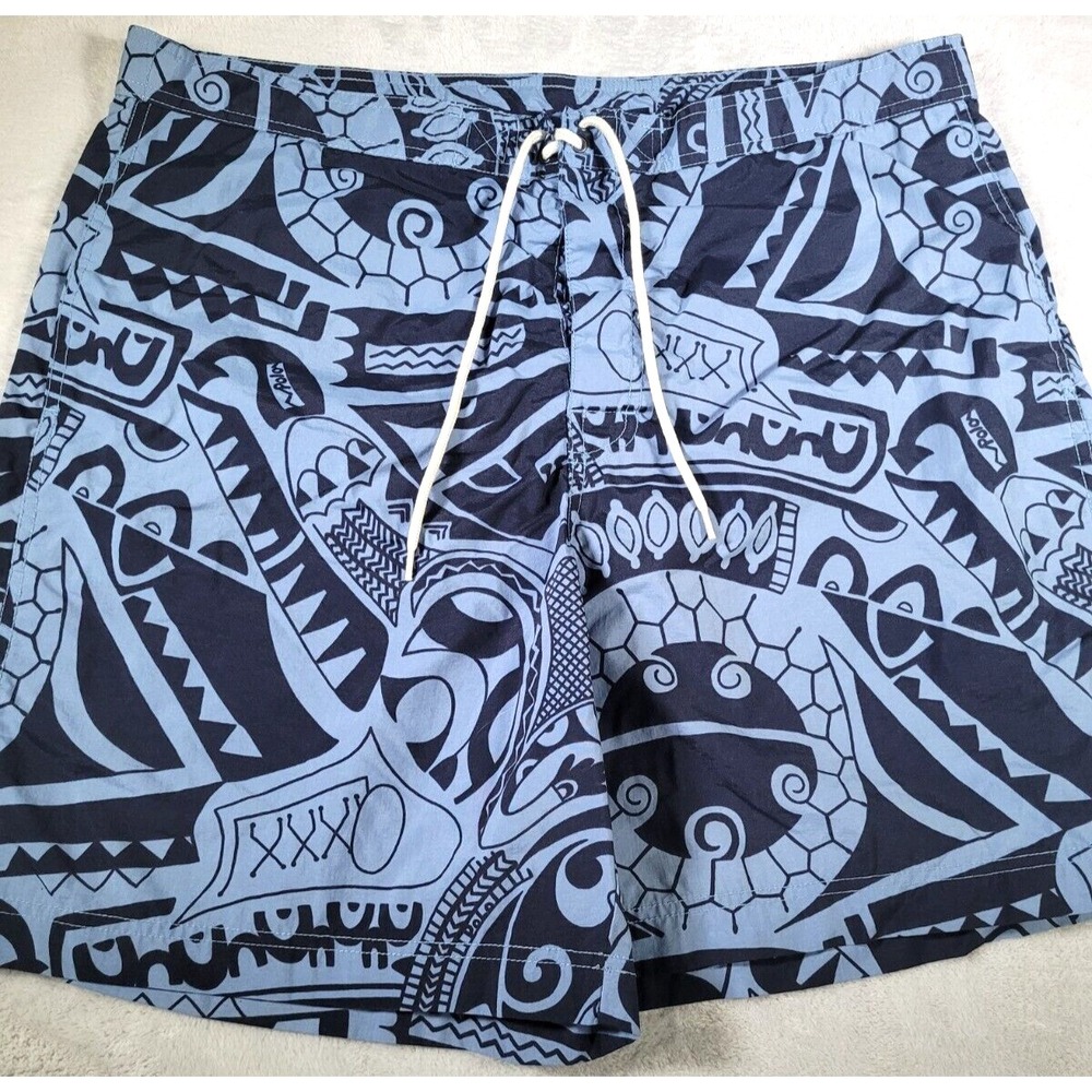 Polo Sport Swim Shorts Mens XL Blue Tiki Pattern All Over Print AOP Mesh Lined - Picture 2 of 11